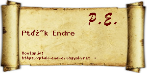 Pták Endre névjegykártya